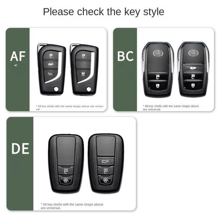 suitable-for-toyota-highlander-prado-corolla-reiling-crown-elfaron-metal-key-cover-green-black-keychain-car-accessories