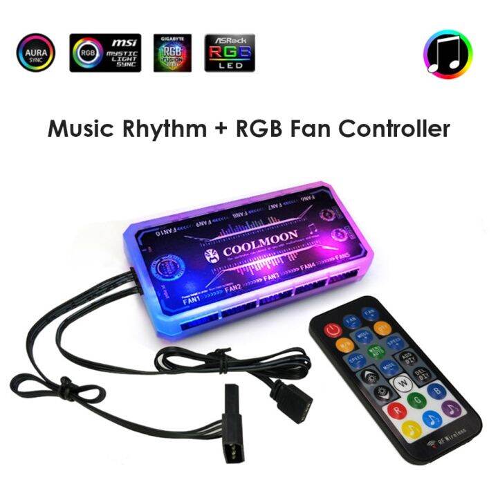 COOLMOON RGB Fan Controller 12cm Remote Control Computer Case 12V PC
