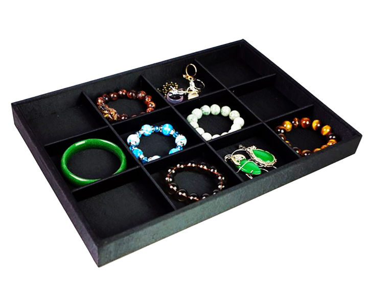 12-grid-tray-brushed-cloth-tray-bracelet-display-panel-black-silk-jewelry-display-panel-ring-display-plate-pendant-display-panel