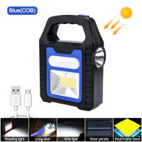 USB Recharge&amp;Solar Energy Portable Lantern Outdoor Waterproof IP65 COB Working Light Flashlight Emergency Camping Handle Torch