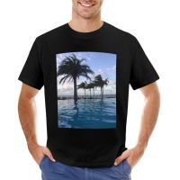 Palm Trees Surrounded By Water T-Shirt Tops Black T Shirts Mens Funny T Shirts