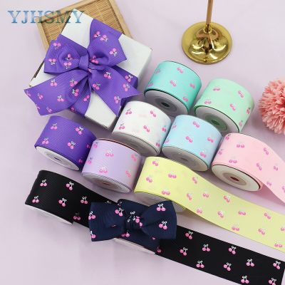 1-1/2" Silver Sweet Cherries Grosgrain Ribbon 5 Yards for DIY Bow Party Ceremony Decoration Craft Gift Wrapping Fabric Ribbons Gift Wrapping  Bags