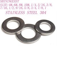 50ชิ้น/ล็อต468101/4 5/16 3/8 7/16 1/2 9/16/5/8 3/4 7/8 1 Gasket957สแตนเลสมาตรฐานอเมริกัน304เครื่องซักผ้าแบน