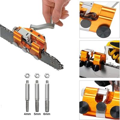 Woodworking Chainsaw Sharpeners with 3 Grinding Head Manual Chainsaw Chain Sharpening Chain Saws and Electric Saws Repair Tools