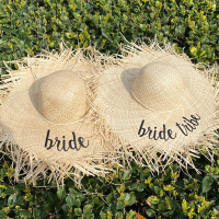 Summer Bride Tribe Embroidery Beach Straw Hats Forwomen Wedding Wide Brim Tassel Sun Hat Bridal Shower Bachelorette Party Gifts