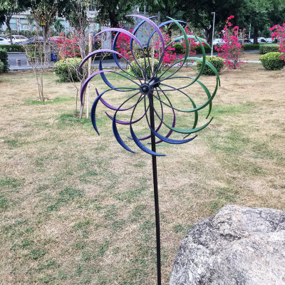 LazaraLife Garden Wind Spinner ใบไม้วิลโลว์องศา Dual ทิศทางหมุนสนามหญ้าระย้าตกแต่งโลหะ Yard กังหันสวนหลังบ้านเครื่องประดับ