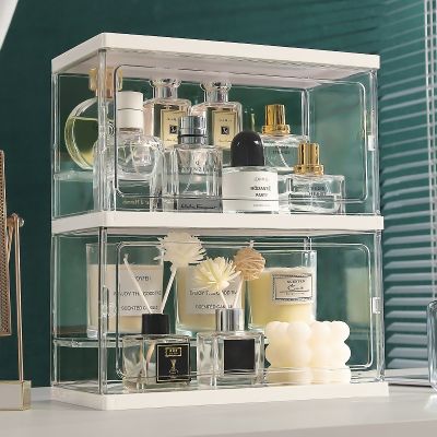 Multifunctional Transparent Cosmetics Storage Box Perfume Display Cabinet Dresser Desktop Dustproof Acrylic Makeup Organizer