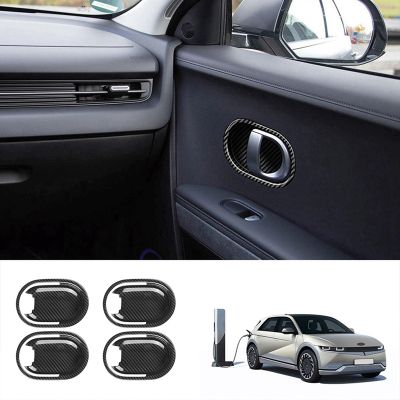 4Pcs Carbon Fiber Inner Door Handle Bowl Panel Cover Trim for Hyundai Aini Krypton 5 IONIQ 2022+ Interior Mouldings