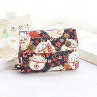 Wallet For Women 2023 New Korean Version Cartoon Canvas Art Three-Fold Keychain Card Slot Multi-Functional Coin Purse Large Banknote Holder 【OCT】