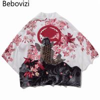 Bebovizi นกกระเรียนสไตล์ญี่ปุ่น Koi กิโมโนโตเกียว Streetwear Haori เสื้อคาร์ดิแกนสตรีผู้ชายญี่ปุ่นเสื้อคลุมหญิงมังกรจีนเสื้อสไตล์อานิเมะ