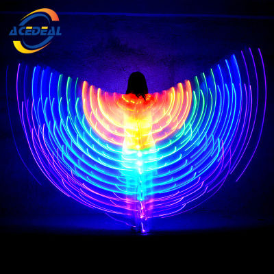 AceDeal LED Light Up ปีกผีเสื้อห้าสี Belly Dance ปีก Led ปีกเต้นรำ Light Up Props เรืองแสง Belly Dance Cape Light Up เครื่องแต่งกายคริสต์มาส Led Light Up เครื่องแต่งกายปาร์ตี้แสดง Light Up เครื่องแต่งกาย Props