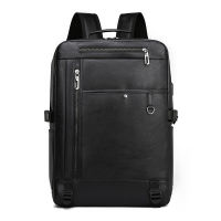 Vintage USB laptop Backpack Men 15.6 Inch Pu Leather Black Bagpack Male Bag