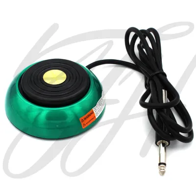 ฟุตสวิทช์ กลมสีเขียว อุปกรณ์สักคุณภาพสูง สวิตซ์เท้าเหยียบ มืออาชีพ เชื่อมต่อกับหม้อแปลงไฟฟ้า ใช้กับตัวจ่ายไฟได้ทุกรุุ่น AVA Round Green Color Foot Switch Foot Pedal