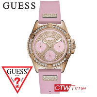 (ผ่อนชำระ สูงสุด 10 เดือน) Guess Lady Frontier นาฬิกาข้อมือผู้หญิง สายซิลิโคนสีชมพู รุ่น W1160L5 (พิ้งค์โกลด์)