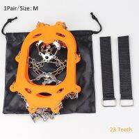 23 Teeth-Orange-M 19/23 Teeth Climbing Crampons Ice Snow Shoes Boots Traction Cleats Stainless Steel Anti-Slip Grips Walking Hiking Accessories