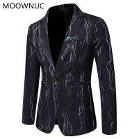 ZZOOI 2021 Spring And Summer New MenS Fashion Trend Bright Line Print Business Casual Suits Jacket MenS High Quality Windproof Suit