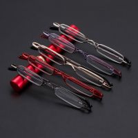 Slim Pen Reading Glasses with Portable Clip Case Small Tube Reader Glasses for Men Women Spring Hinged Eyeglasses Set 100 400