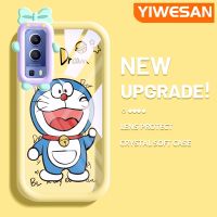 "YIWESAN เคสสำหรับ VIVO Y72 5G Y52 5G Y75s 5G การ์ตูนโดราเอมอนรักสีสันสดใสกล้องมอนสเตอร์น้อยน่ารักนิ่มสำหรับเลนส์กันกระแทกแบบใสเคสมือถือสร้างสรรค์เคสป้องกันซิลิโคนฝาครอบ"