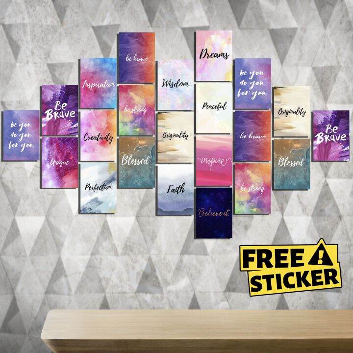 16pcs Poster Dinding Kamar Inspiratif Motivation Ukuran A6 Aesthetic