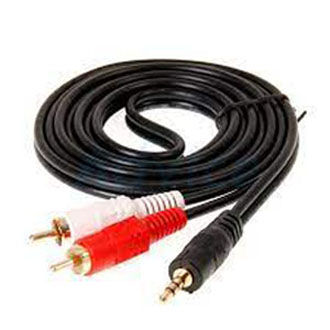 สายแจ็คสเตอริโอ Stereo to RCA ต่อสายเคเบิลส่งสัญญาณ Cable Sound PC TO SPK M/M 1ออก2 ความยาว1.5เมตร