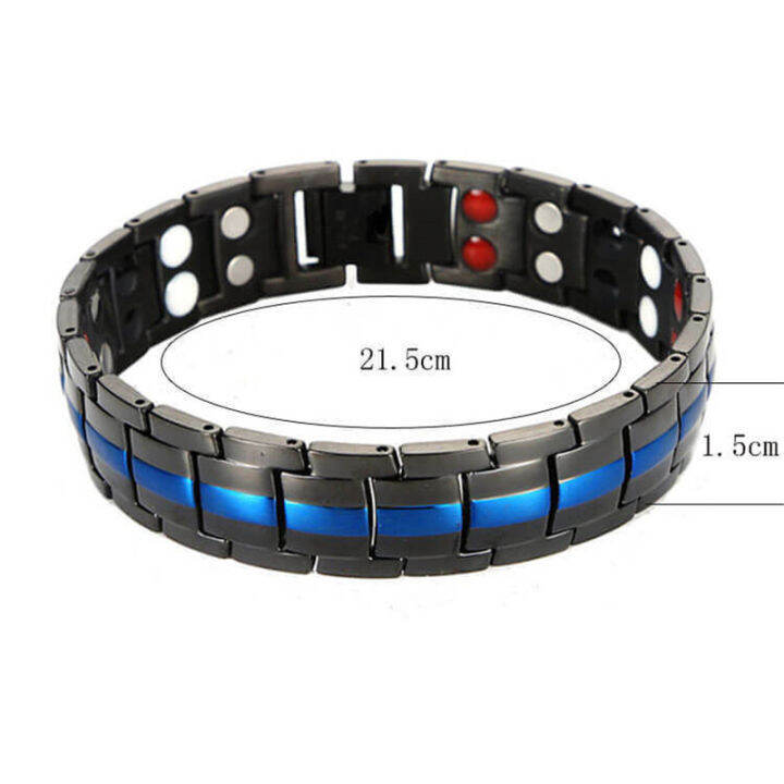 Blue Men Double Rows Therapy Bracelet For Arthritis Pain