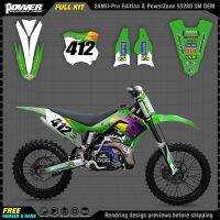 PowerZone Custom Team Graphics Decals Stickers Kit For Polisport restyle Kawasaki 03-08 KX125 250 2003 2004 2005 2006 2007 2008