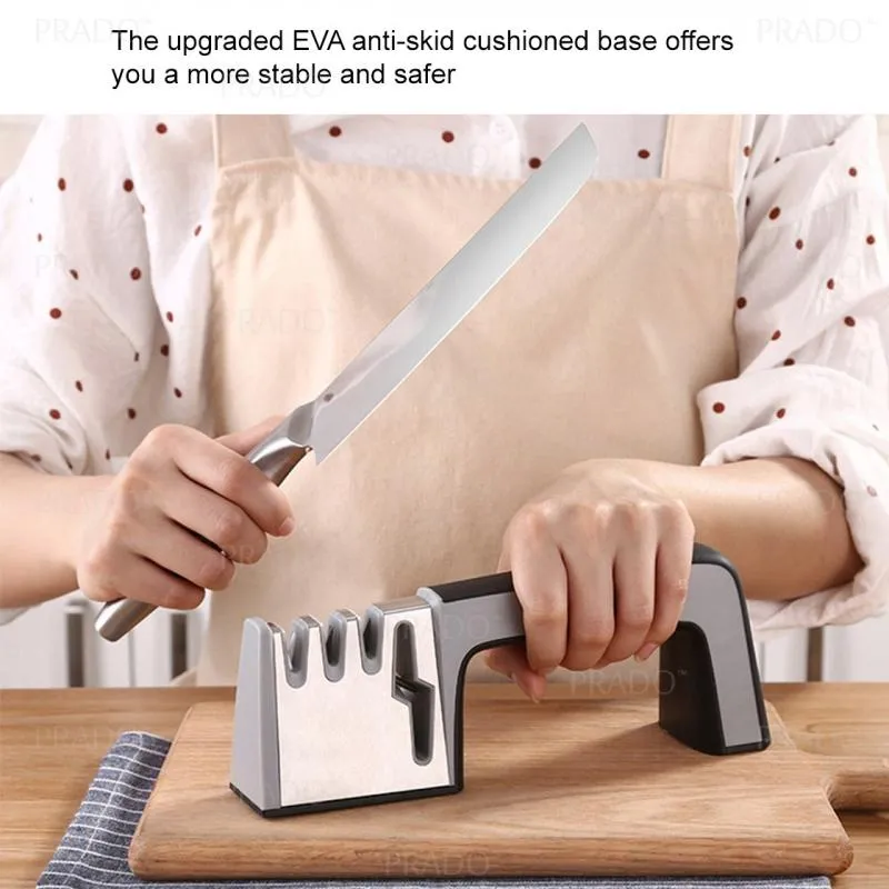  4-in-1 Kitchen Knife Accessories: 3-Stage Knife Sharpener Helps  Repair, Restore, Polish Blades and Cut-Resistant Glove (Black): Home &  Kitchen