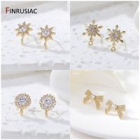 【DT】hot！ 14K Gold Plated Sun/Snowflake/Bow Ear Stud Earrings With Close Making Supplies