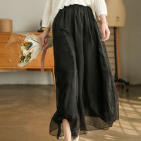 Large Swing Culottes Womens High Waist 2021 Autumn and Winter New Fashion Light and Elegant Chiffon Linen Blend Wide-leg Pants