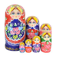 Beautiful Set of 7 Cutie Nesting Dolls Matryoshka Madness Russian Doll Wooden Wishing Dolls Toy M09