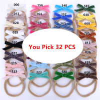 32 PCS Mini Velvet Ribbon Bow Nylon Headband Newborn Toddler Baby Velvet Bow Hair Bands Accessories