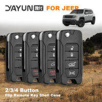 AHlmsm YAYUN 2 + 1ปุ่มสำหรับ Jeep Renegade 2015/6/7/8 Flip Remote Car Key Shell พร้อม Uncut ใบมีด SIP22เปลี่ยนโลโก้4A