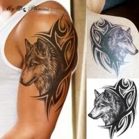 Wolf Temporary  Stickers Waterproof Women Fake Hand Animal Tattoos Adult Men Body Art 12X19cm Stickers