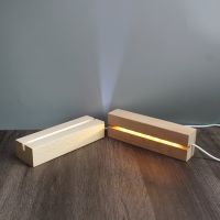 【CW】 15CM 3D Led Night Light Wooden Lamp Base USB Rechargeable Wedding Gift for Crystal Acrylic Board Display