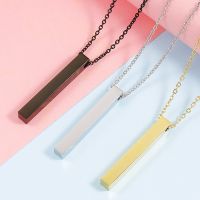 [COD] Foreign trade hot simple fashion European and style cylinder necklace mirror stainless steel cuboid three-dimensional personality pendant