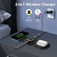 XINCORGII Foldable Magnetic 3 In 1 Wireless Charger Stand For Iphone 14 13 12 Pro Max Airpods Iwatch Fast Charging Dock Station