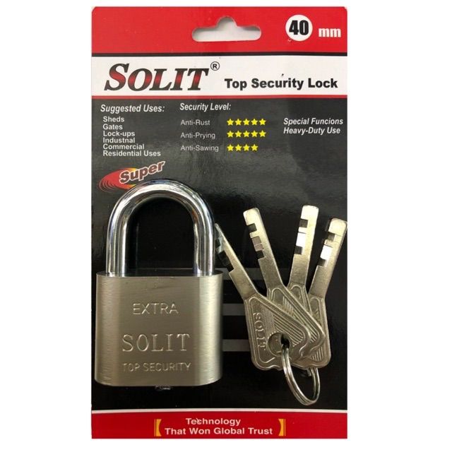 กุญแจ กุญแจบ้าน กุญแจลูกปืน Solit ขนาด 40 มิล คอสั้น ลูกกุญแจ 4 ดอก กุญแจล็อกประตู ประแจล็อกบ้าน