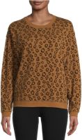 Time and Tru Womens Swing Sweatshirt (Brown Leopard Print, Small)