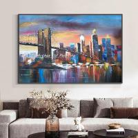 Arthyx หนาเนื้อบทคัดย่อ City Landscape ภาพวาดสีน้ำมันบนผ้าใบ Modern Wall Art รูปภาพสำหรับห้องนั่งเล่นตกแต่งบ้าน New