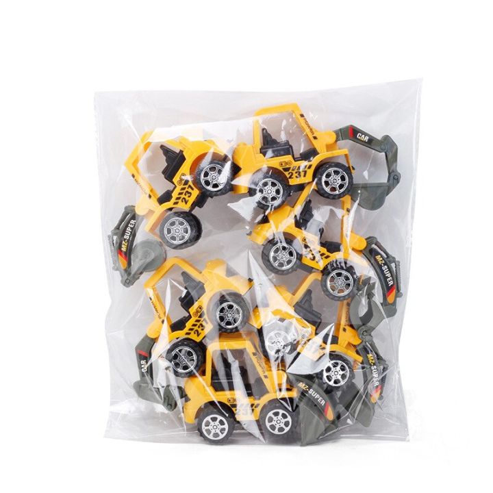 ชุดของเล่นวิศวกรรมยานยนต์6ชิ้นสำหรับเด็กโมเดลรถขุดขนาดเล็กรถก่อสร้างแบบหล่อพลาสติก