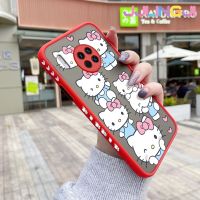 Jlingji เคสสำหรับ Huawei Mate 30 Pro Mate 30 Lite เคสการ์ตูนแฮปปี้ฮัลโหลคิตตี้บางขอบสี่เหลี่ยมด้านข้างดีไซน์ใหม่กันกระแทกมีน้ำค้างแข็งโปร่งใสแข็งเคสมือถือปลอกซิลิโคนคลุมทั้งหมดเคสป้องกันกล้อง