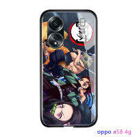 เคสโทรศัพท์พร้อมสำหรับ A58 OPPO 4G ญี่ปุ่นอะนิเมะพร้อมเคสโทรศัพท์สำหรับเด็กผู้หญิงเคสโทรศัพท์ปิศาจมันวาวกระจกเทมเปอร์กรอบกันกระแทก