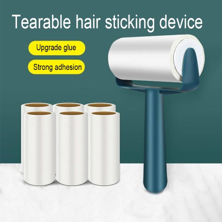 new-tearable-roll-paper-sticky-roller-dust-wiper-pet-hair-clothes-carpet-tousle-remover-portable-replaceable-cleaning-brush-tool