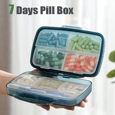 Large Pill Box 7 Days Pill Vitamin Organizer Case Waterproof Pillbox Medicine Splitters Tablet Storage Jewelry Compartment Box Medicine  First Aid Sto