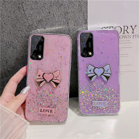 เคสสำหรับ Realme 7 5G เคสระดับพรีเมี่ยมแบบแวววาวประดับด้วยเคสโทรศัพท์ท้องฟ้าเต็มไปด้วยดวงดาวประดับโบว์รูปหัวใจน่ารักสวยงามเคสซิลิโคนนิ่มป้องกันฝาหลังกันกระแทก