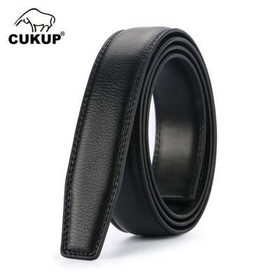 卐●♣ CUKUP 3.1cm Width Real Cow Genuine Belts Strip Only for Men Black Color Cow Skin Leather Automatic Without Buckle 130cm NCK1062