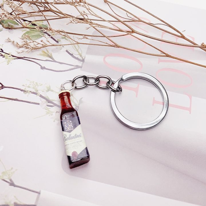 cute-resin-beer-wine-bottle-keychain-assorted-color-for-women-men-car-bag-cocktail-beer-keyring-pendant-accessions-wedding-party