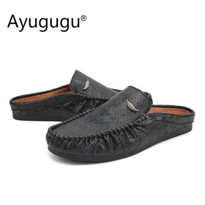 ❣ Leather Lazy Men Mules Half Slipper Casual Summer Shoes