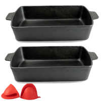 【จัดส่งภายใน 24 ชม】ถาดอบขนม ถาดใส่อาหาร 33*23*6.3cm Preseasoned Cast Iron Rectangular Lasagna Pan