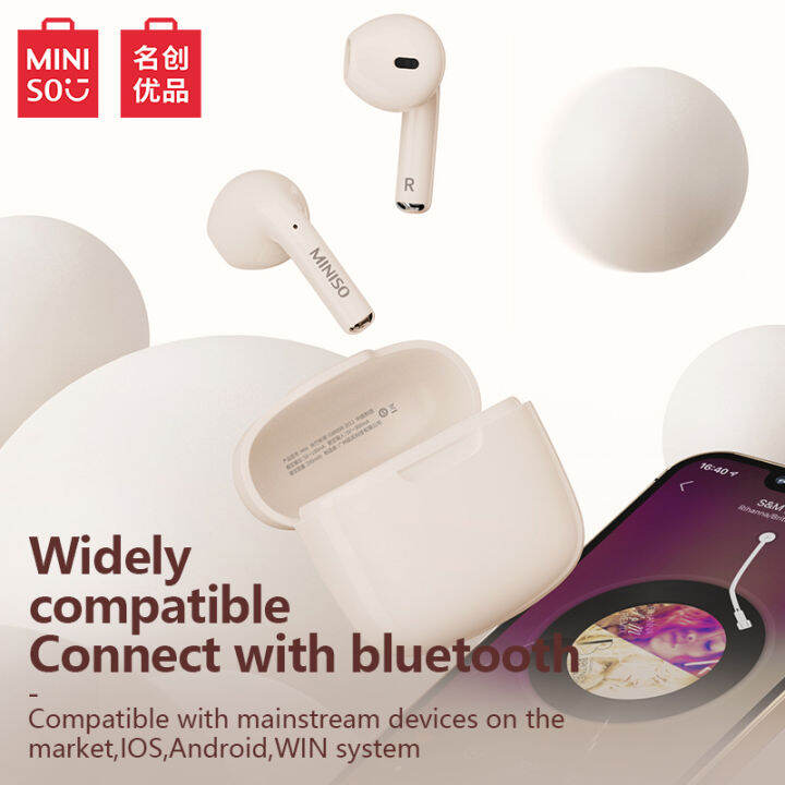 miniso-m06-tws-หูฟังบลูทูธ-bt5-3คุณภาพสูงหูฟังสำหรับเล่นเกมกีฬาบลูทูธวิดีโอคอลล์ชุดหูฟังพร้อมไมโครโฟนรองรับอเนกประสงค์แอนดรอยด์โทรศัพท์มือถือ